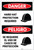 Danger: Hard Hat Protection Required with Icon Bilingual - Label