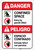 Danger: Confined Space Entry by Permit Bilingual Spanish - Label