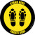Stand Here Parate Aqui Shoe Prints Bilingual Yellow Black Border Circular - Floor Sign