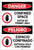 Danger: Confined Space Enter by Permit with Graphic Bilingual Spanish - Label