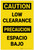 Caution: Low Clearance Bilingual Spanish - Label