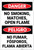 Danger: No Smoking Matches Flames Bilingual Spanish - Label