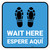 Wait Here Espere Aqui Shoe Prints Bilingual Blue Square - Floor Sign
