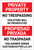Private Property: No Trespassing - Violators Will be Prosecuted Bilingual Spanish - Label