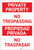 Private Property No Trespassing Red Text Bilingual Spanish - Label