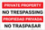 Private Property: No Trespassing Bilingual Spanish - Label