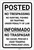 Bilingual Spanish Posted Private Property Black & White-Portrait - Label