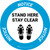 Notice: Stand Here Stay Clear Shoe Prints Circular - Floor Sign