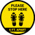 Please Stop Here 6 Ft Apart Shoe Prints Yellow Circular - Floor Sign
