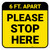 Please Stop Here 6 Ft Apart Yellow Square - Floor Sign