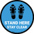 Stand Here Stay Clear Shoe Prints Blue Circular - Floor Sign