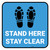 Stand Here Stay Clear Shoe Prints Blue Square - Floor Sign