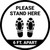 Please Stand Here 6 Ft. Apart Shoe Prints Circular - Floor Sign