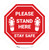 Please Stand Here Stay Safe Shoe Prints STOP Circular - Floor Sign