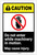 Caution: Do Not Enter While Machinery In Motion with Icon ANSI Portrait - Label