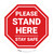 Please Stand Here Stay Safe STOP Circular - Floor Sign