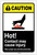 Caution: Hot! Contact May Cause Injury - Wear Proper PPE ANSI Portrait - Label