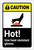 Caution: Hot! Use Heat Resistant Gloves with Icon ANSI Portrait - Label