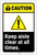 Caution: Keep Aisle Clear At All Times ANSI with Hazard Icon Portrait - Label