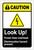 Caution: Look Up Power Lines Overhead ANSI Portrait - Label