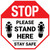 STOP: Please Stand Here Stay Safe Shoe Prints Stop - Floor Sign