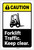 Caution: Forklift Traffic Keep Clear With Graphic ANSI Portrait - Label