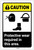 Caution: PPE Wear Protective Equipment Glasses Hard Hat Shoes Portrait - Label