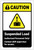 Caution: Suspended Load Authorized Personnel with Icon ANSI Portrait - Label