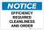 Notice: Efficiency Required Cleanliness and Order - Label