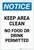 Notice: Keep Area Clean No Food or Drink Permitted Portrait - Label