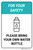 For Your Safety - Please Bring your own Water Bottle - Label