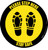 Please Step Here Stay Safe Shoe Prints Yellow Black Border Circular - Floor Sign