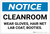 Notice: Cleanroom - Wear Gloves/Hair Net/Lab Coat/Booties - Label
