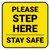 Please Step Here Stay Safe Yellow Square - Floor Sign