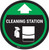 Cleaning Station Arrow With Icon Green - Circular - Floor Sign