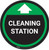 Cleaning Station With Arrow Green - Circular - Floor Sign
