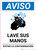 Notice: Wash Your Hands Avoid Contamination Spanish With Icon Portrait - Label
