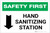 Safety First: Hand Sanitizing Station Below with Arrow Landscape - Label