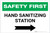 Safety First: Hand Sanitizing Station Right with Arrow Landscape - Label