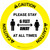 Caution: Please Stay 6 Feet Away At All Times With Icon - Circular - Floor Sign