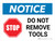 Notice: Do Not Remove Tools Landscape - Wall Sign