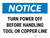 Notice: Turn Power Off Before Handling Tool Or Copper Line Landscape - Wall Sign