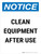 Notice: Clean Equipment After Use Portrait - Wall Sign