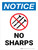 Notice: No Sharps Portrait - Wall Sign