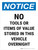 Notice: No Tools Or Items Stored In Portrait - Wall Sign