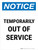 Notice: Temporarily Out Of Service Portrait - Wall Sign