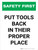Safety First: Put Tools Back In Their Proper Place Portrait - Wall Sign