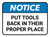 Notice: Put Tools Back In Their Proper Place Rectangular - Floor Sign