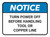 Notice: Turn Power Off Before Handling Tool Or Copper Line Rectangular - Floor Sign