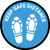 Keep Safe Distance Shoe Prints Blue Circular - Floor Sign